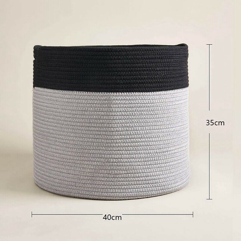 Large Cotton Rope Basket 15.8X15.8X13.8Inch - Baby Laundry Basket Woven BlanN4L8