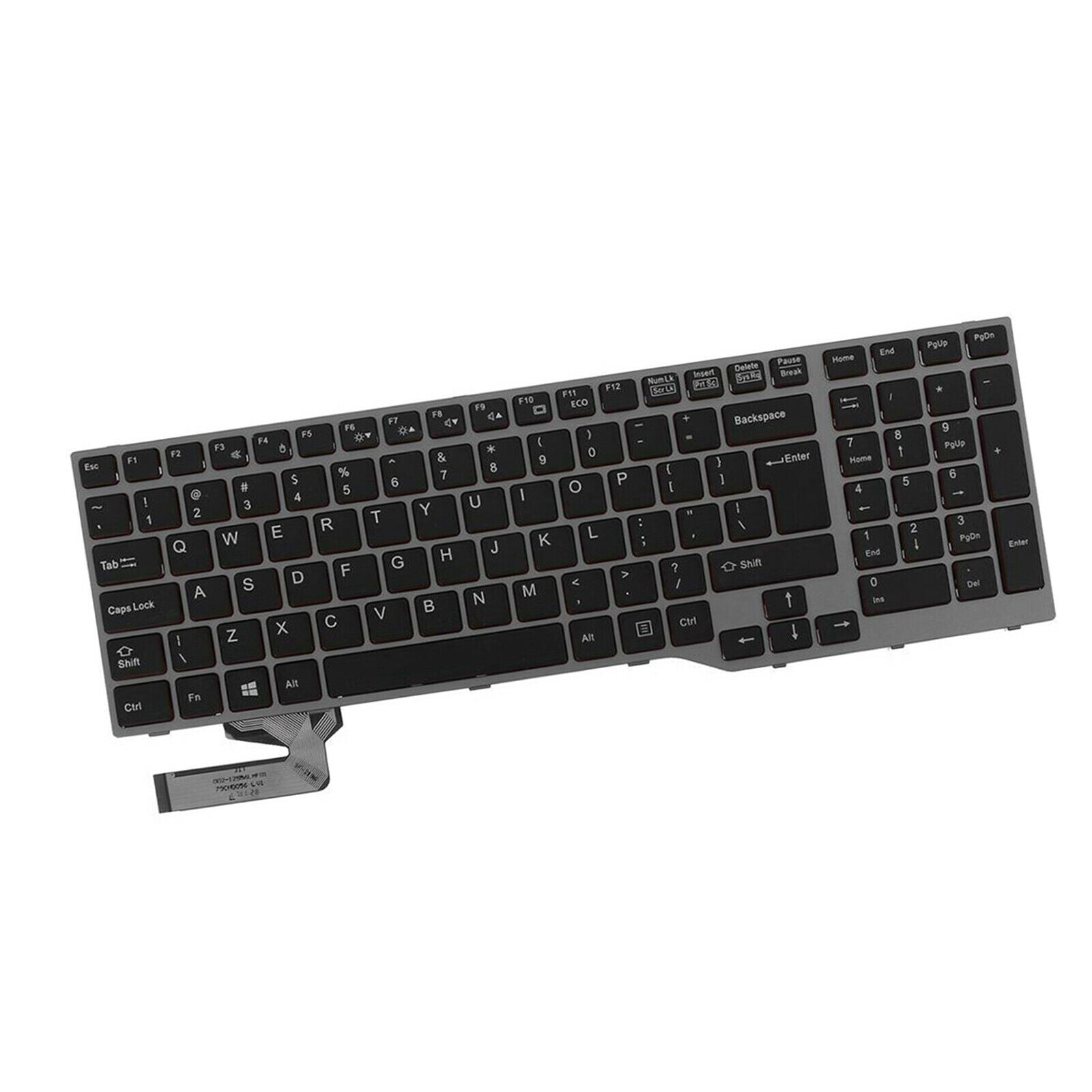 Plastic US English Laptop Keyboard Gray Frame for Fujitsu Lifebook E753 E754
