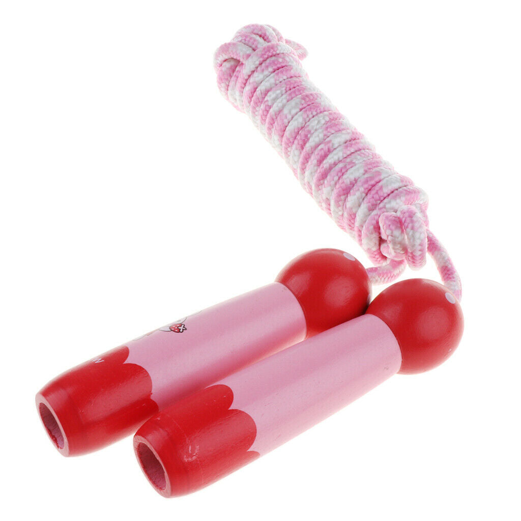 Adjustable Skipping Jump Rope Wooden Handle Fitness Equipment Pink