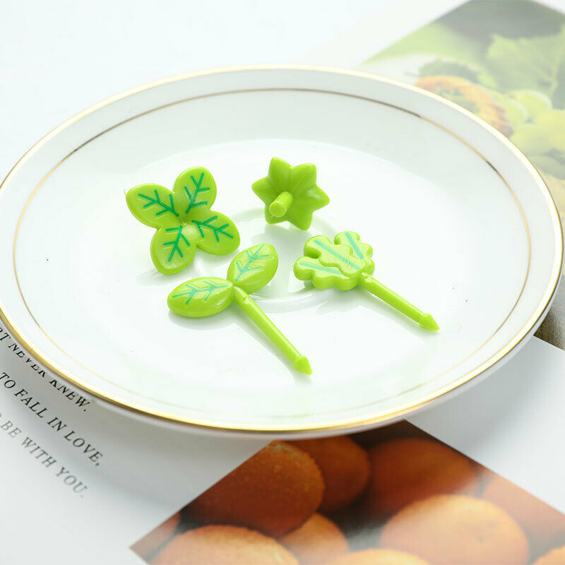 8pcs Fruit Fork Toothpick Leaves Decoration Small Salad Tiny Fork Mini Cake P Kt