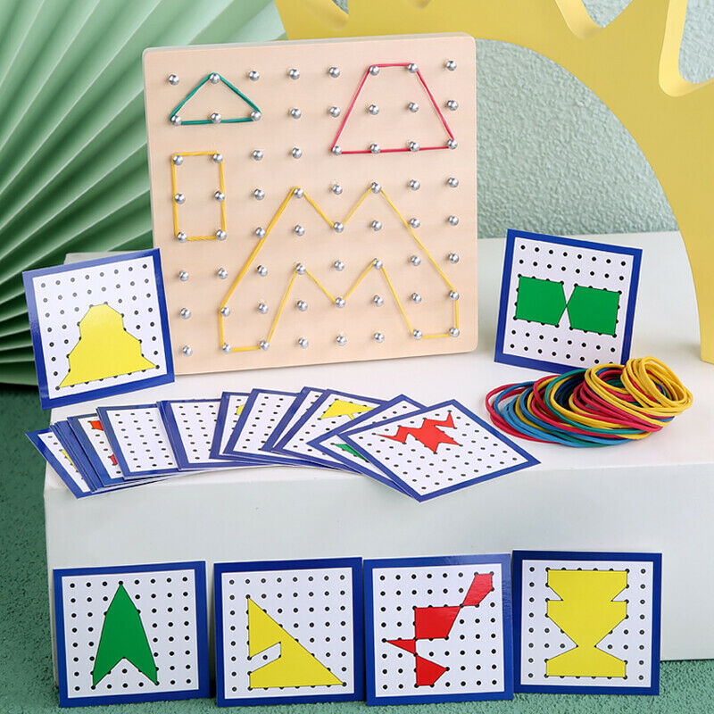 Wooden Toys Geoboard Mathematical Manipulative Block-30Pcs Pattern CardsO Yx FG