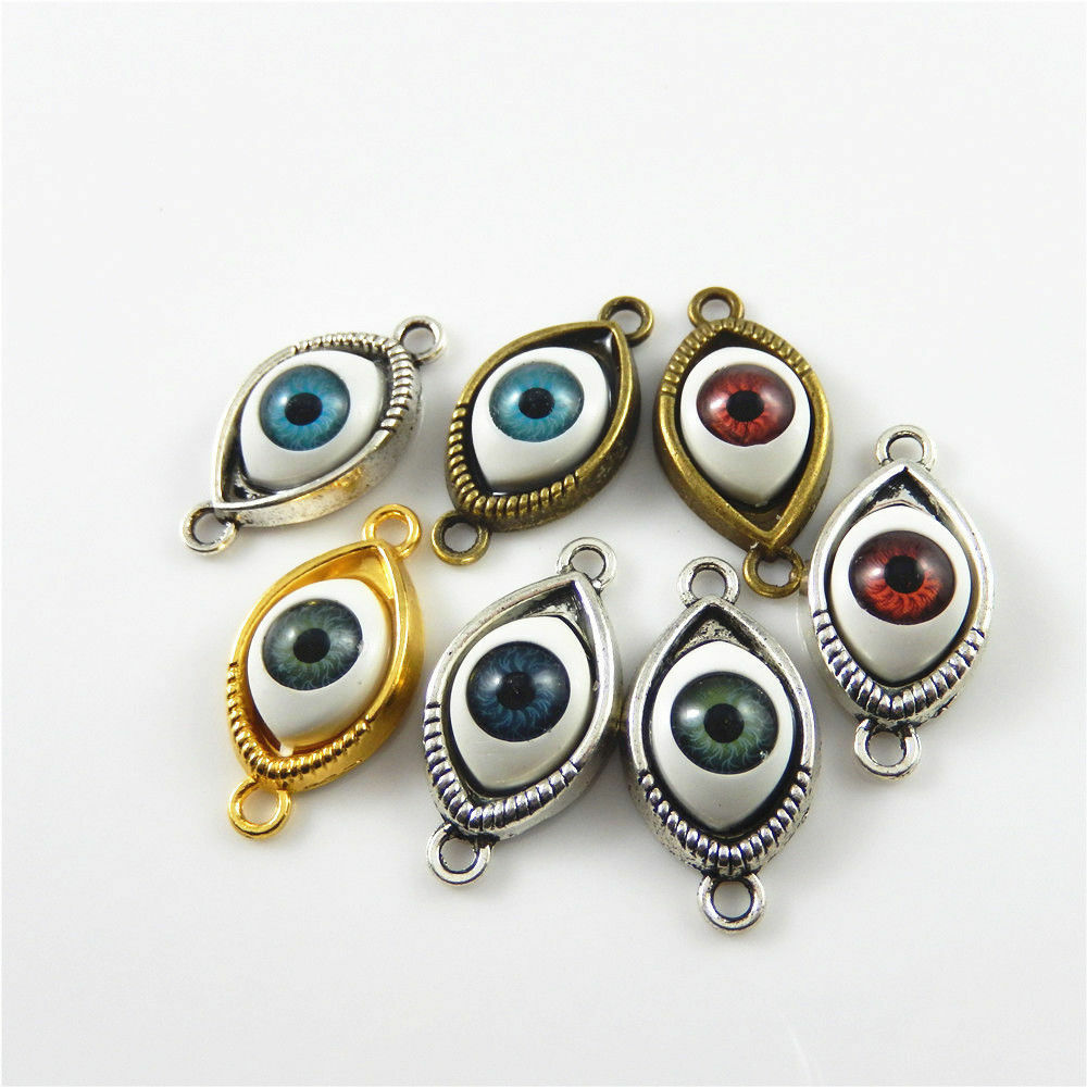 Mixed Colors Alloy Charms Evil Eye Look Pendants Jewelry Making 12pcs/lot 52623