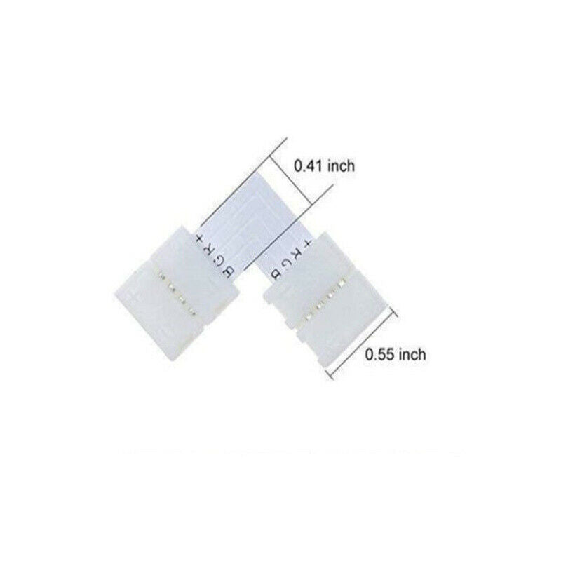 10x 4-pin 90-Degree L-Shaped Solderless Coupler Connector for 10mm RGB LE.l8