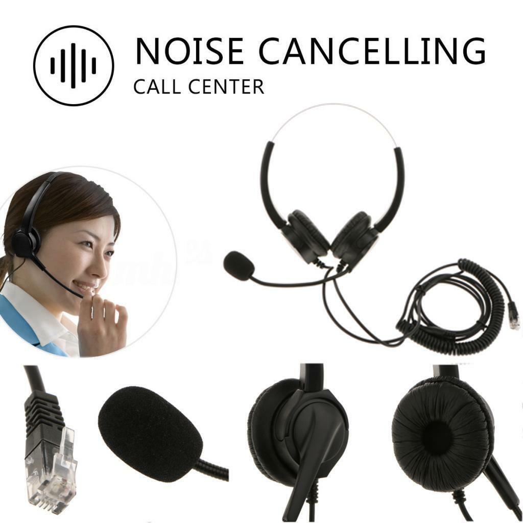 RJ9 Call Center Noise Cancelling Headset Headphone for Desk Telephone