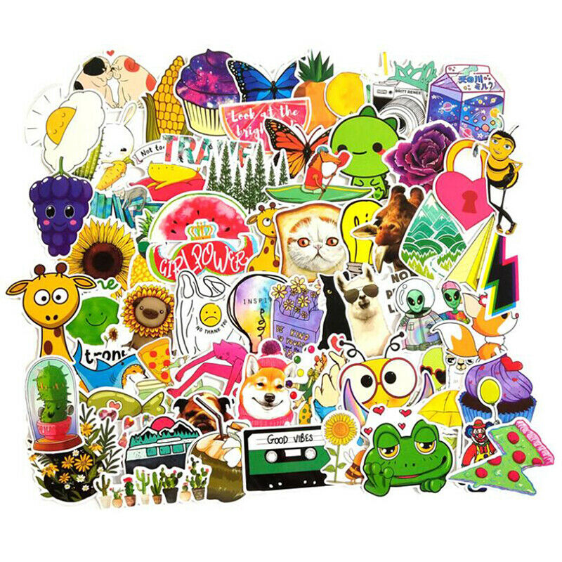 70Pcs Cartoon Bright Happy Stickers Suitcase Skateboard Car Waterproof St.l8