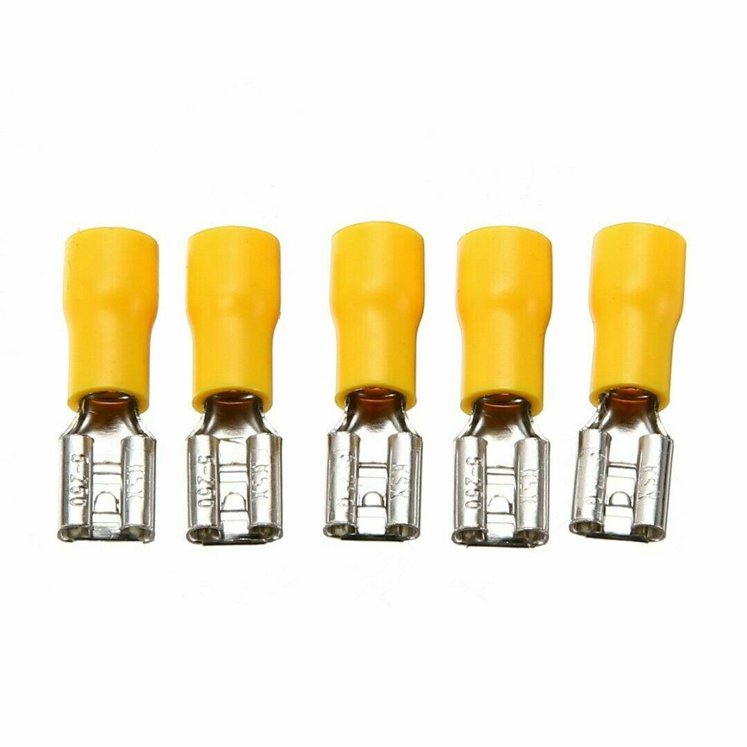 50pcs 10-12 AWG Insulated Female Spade Wire Crimp Terminal Connector Yellow New