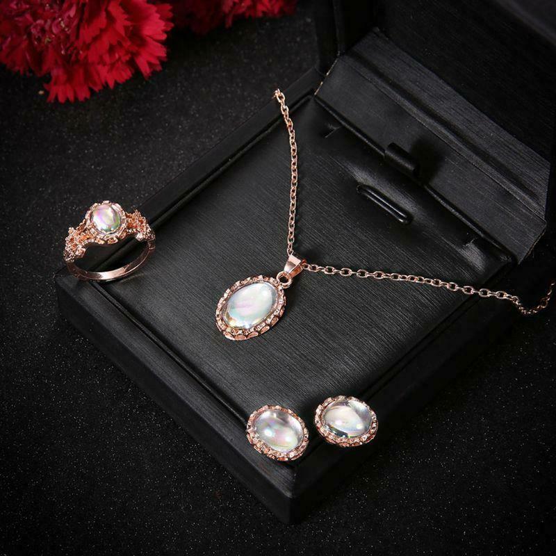 1 Set Women Jewelry Earrings Ring Necklace Pendant Stone For Gifts Wedding Party