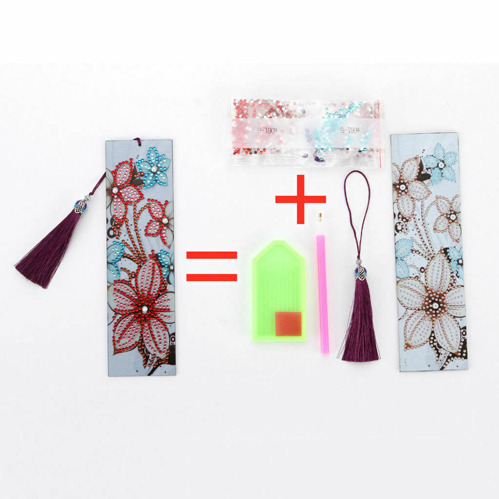 6 Sets 5D DIY Diamond Painting Kit Leather Tassel Bookmark Office Book Mark