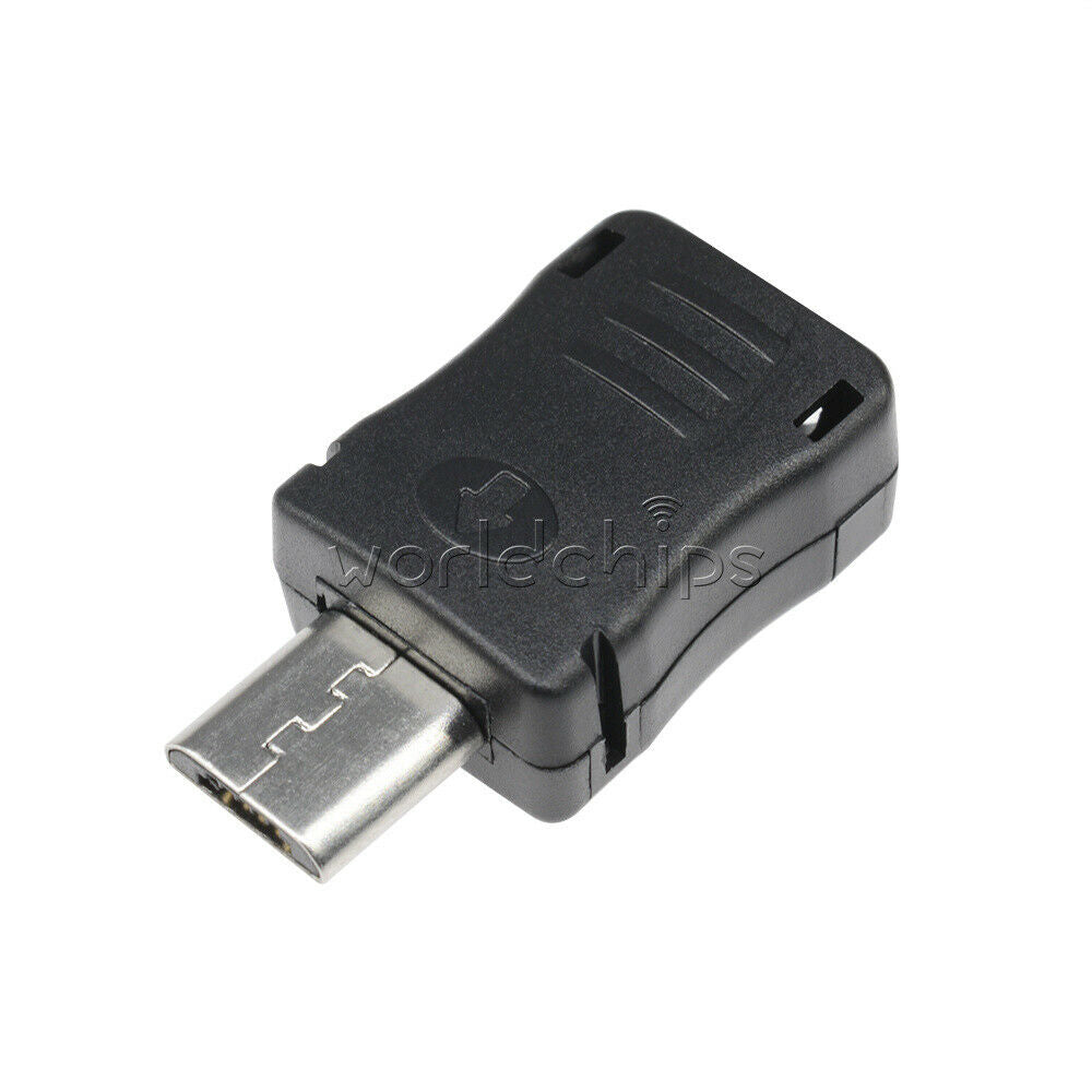 10pcs Micro USB 5 Pin T Port Male Plug Socket Connector&Plastic Cover DIY
