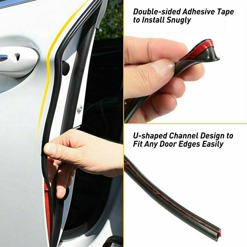 5m Car Door Edge Trim Guard Molding Rubber Seal Strip Scratch Protector Black