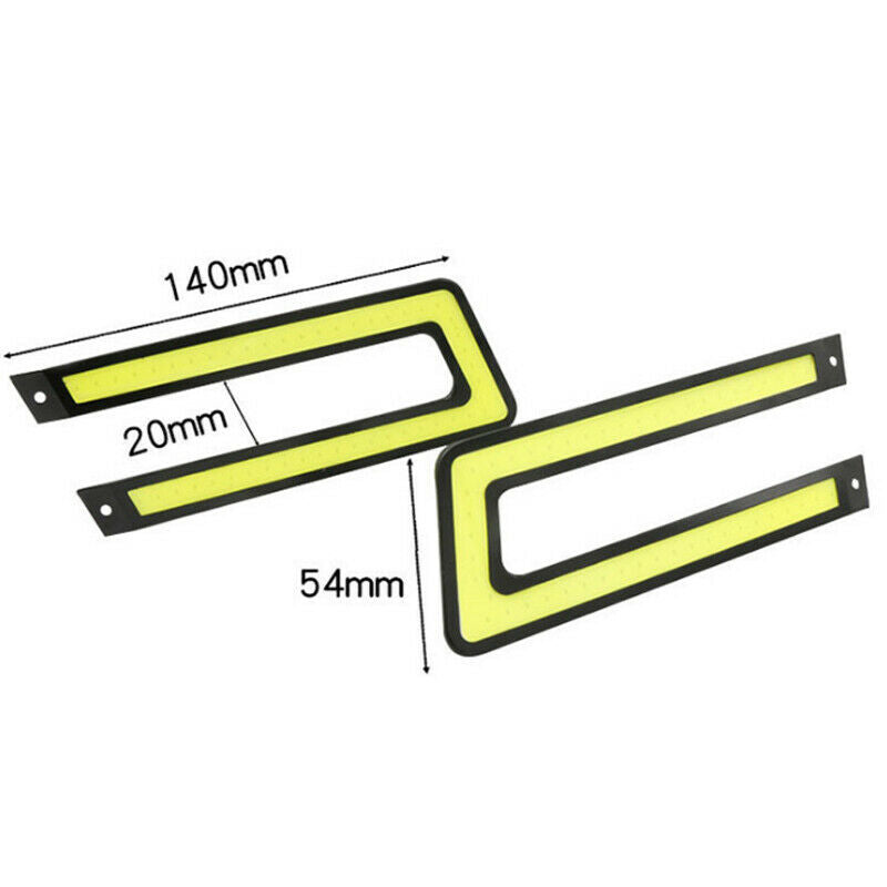 2PCS U-shaped Car LED Daytime Running Waterproof COB High-power Driving Lights