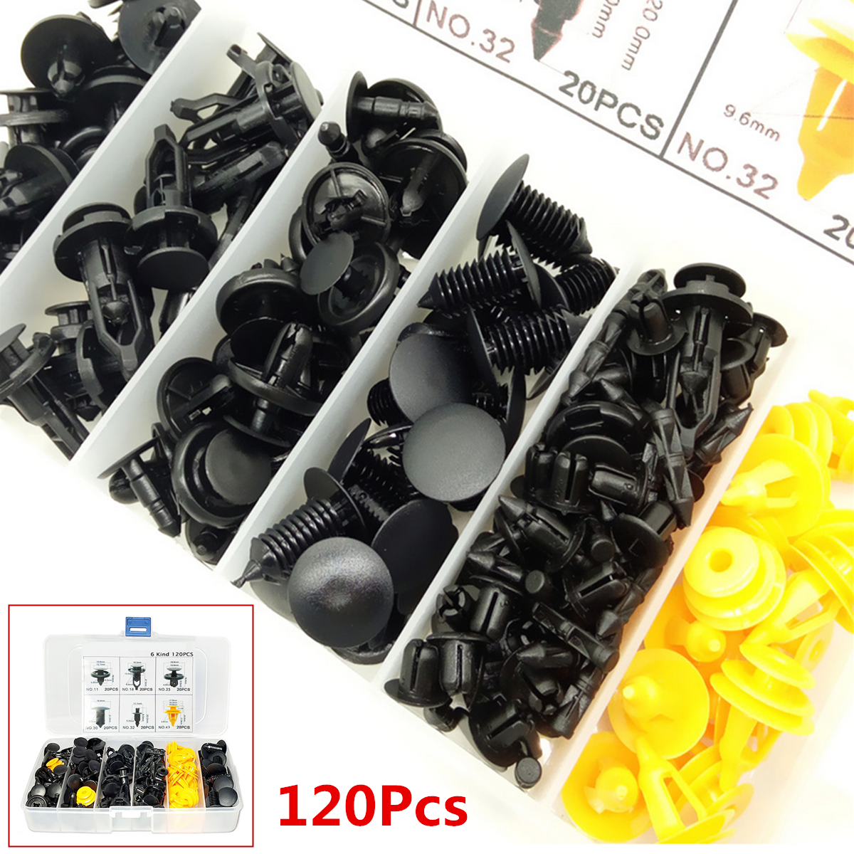 120Pcs Mixed Car Door Panel Retainer Rivets Fastener Push Clips Auto Fasteners