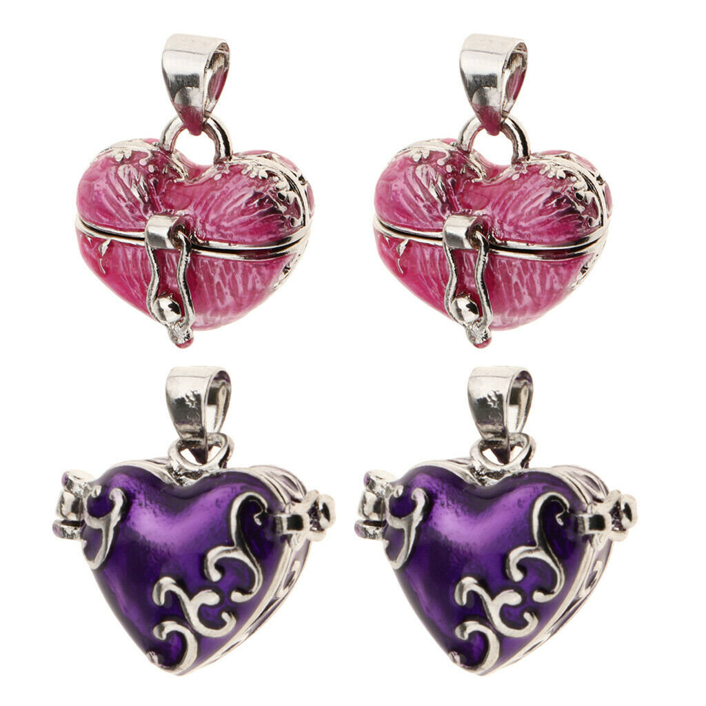4 Pieces Assorted Enamel Love Heart Locket Cremation Memorial Urn Jewelry