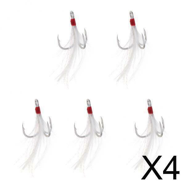 4X Treble With Feather Hook Sharp Fishing Bait White Carbon Steel Fishhook 2#