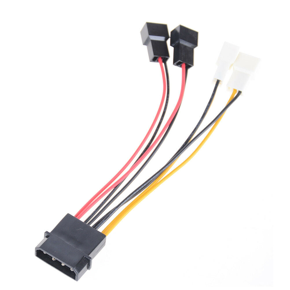 IDE 4-Pin To 4X 3-Pin TX3 Case Cooling Fan Power Adapter Converter CableDD