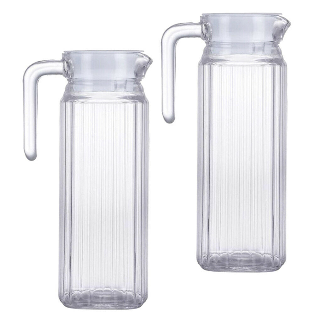 2 Pcs Acrylic Clear Water Pitcher 1.1L Beer Beverage Serving Jars for Bar