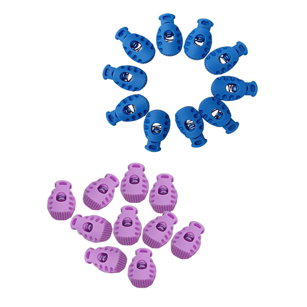 10pcs Bungee Cord Lock End Spring Stop Toggle Stoppers Blue