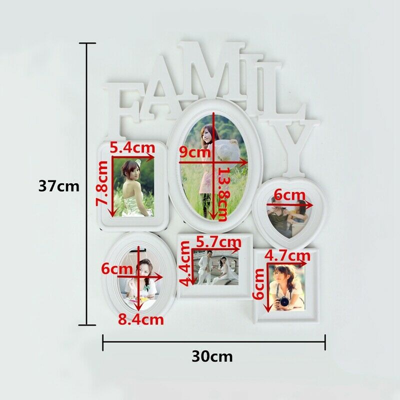 Family Photo e Wall Hanging 6 Multi-Sized Pictures Holder Display Home Decor GL7