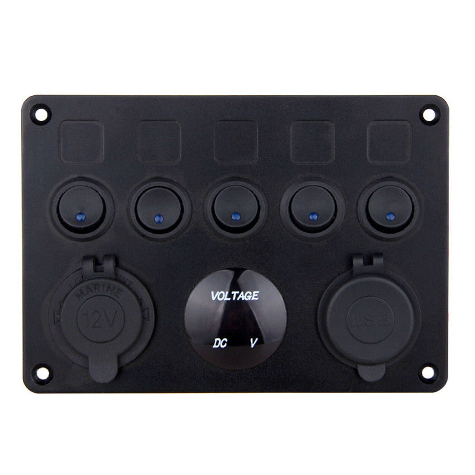 5 Gang ON-OFF Toggle Switch Panel 2USB 12V for Car Boat Marine RV Truck Camper