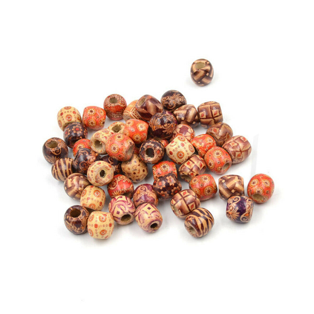 50Pcs Wooden Dreadlock Hair Beads for Braid Hair Extension DIY Jewelry Craft