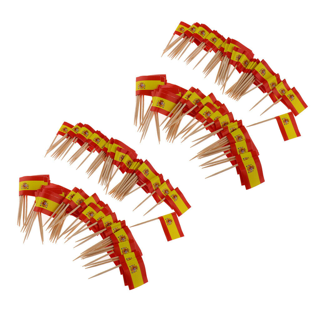 200 Pieces Decorative Flag Toothpicks Party Food Decorations Spain