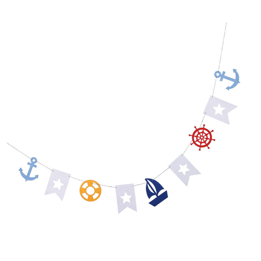 Nautical Felt Flag Bunting Pennant Banner for Baby Birthday Shower/ Anchor /