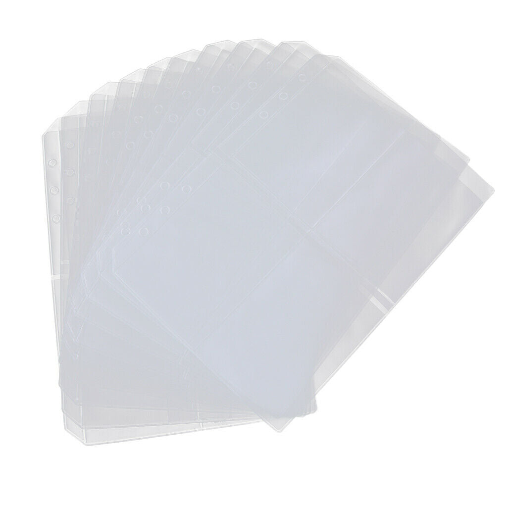 10x PVC Binder Pocket 6 Holes PVC Document Bags for A5/A6/A7 Document Notebook