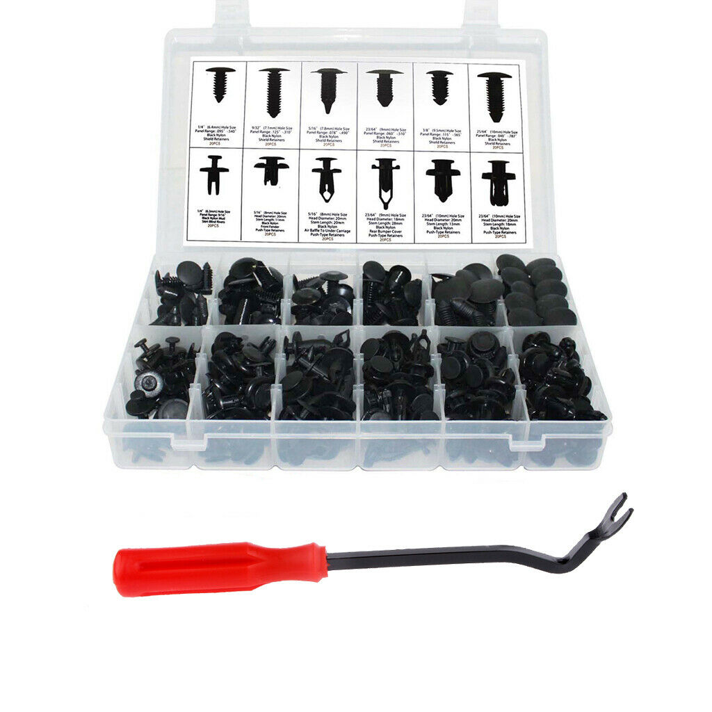 240 Piece Car Push Retainer Kit Clips Panel Body Assortment Removal Pliers