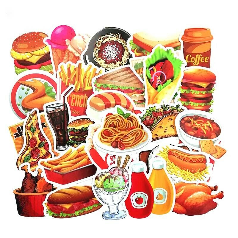 50X Creative colorful food drinks coffee home stickers DIY scrapbook album decor