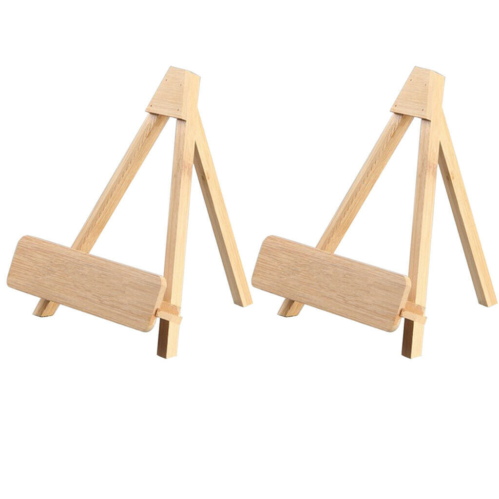 2Pcs Wood Easels Plate Display Stand Photo Picture Holder For Weddings Home