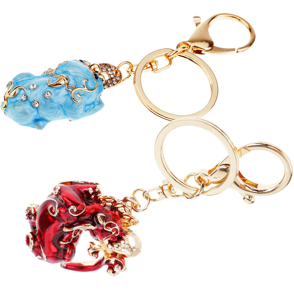 2Pcs/Set Pi Yao Metal Keychain Women Jewelry Keyring for Car Bag Decoration