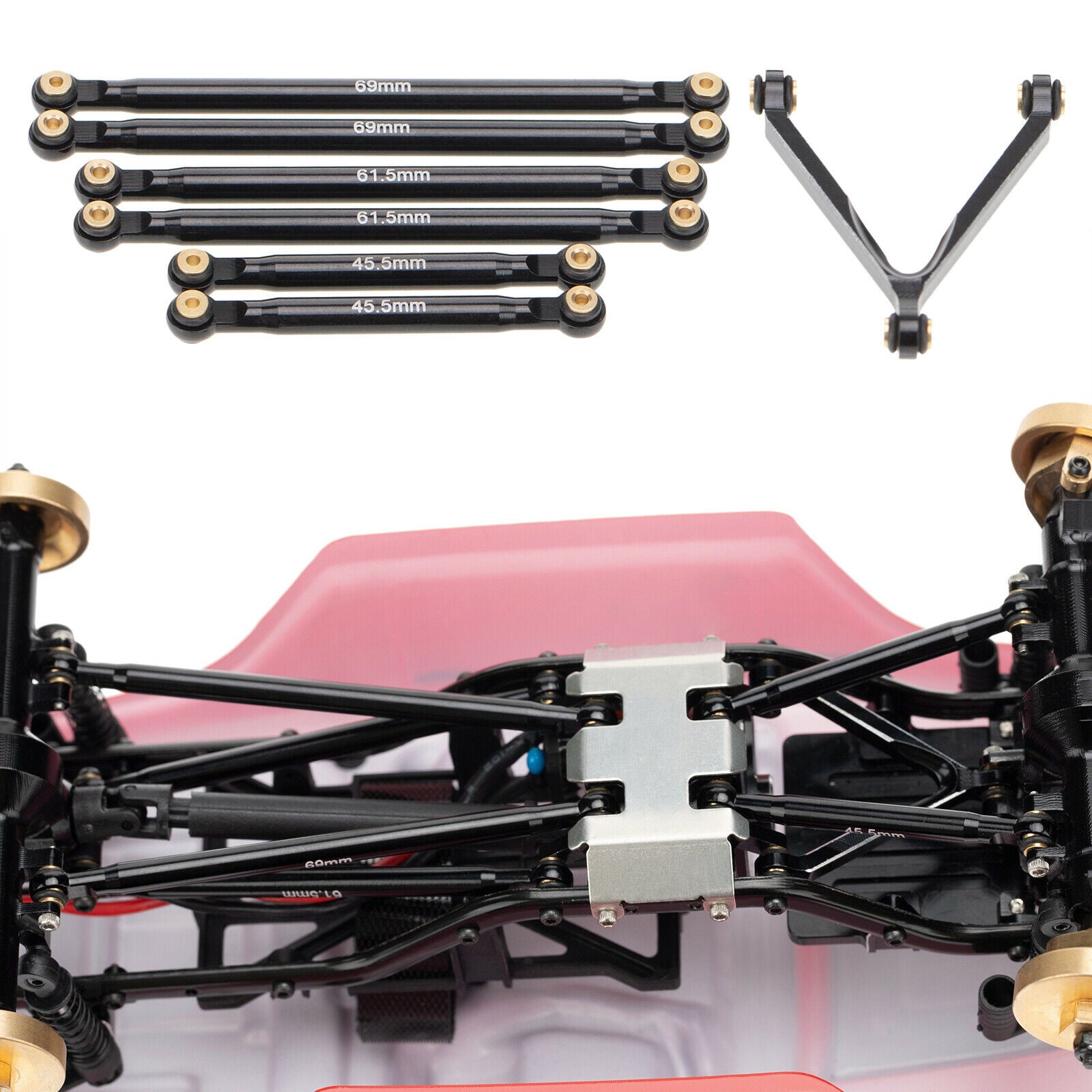 7 Pieces 1:24 RC Metal Rod Link Linkage 133mm Wheelbase for Axial SCX24 AXI00001
