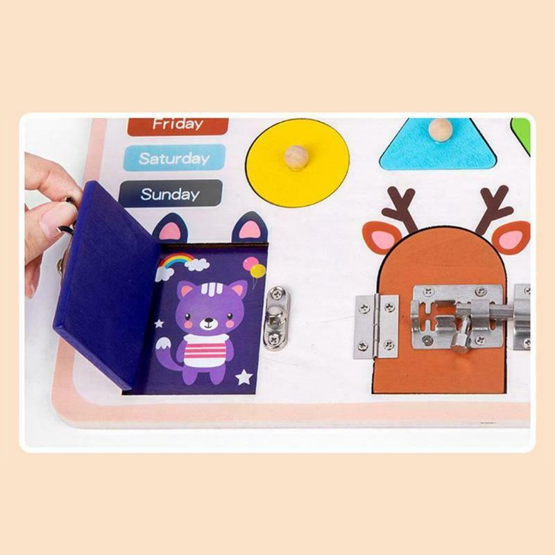 Montessori Improve Intelligence Locks&Latches Activity Board for Kids Boys