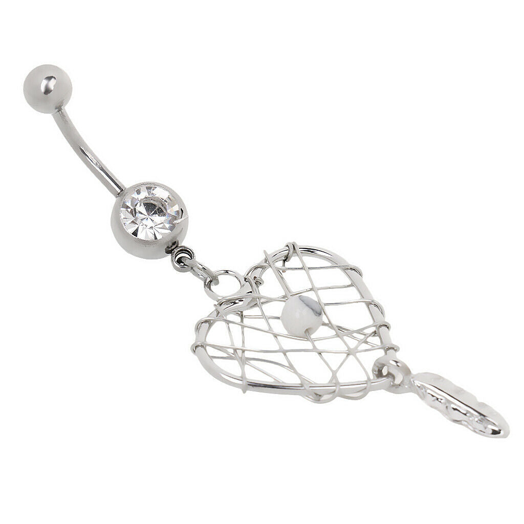 Dream Catcher Love Navel Belly Button Bar Ring Body Piercing Jewellery White