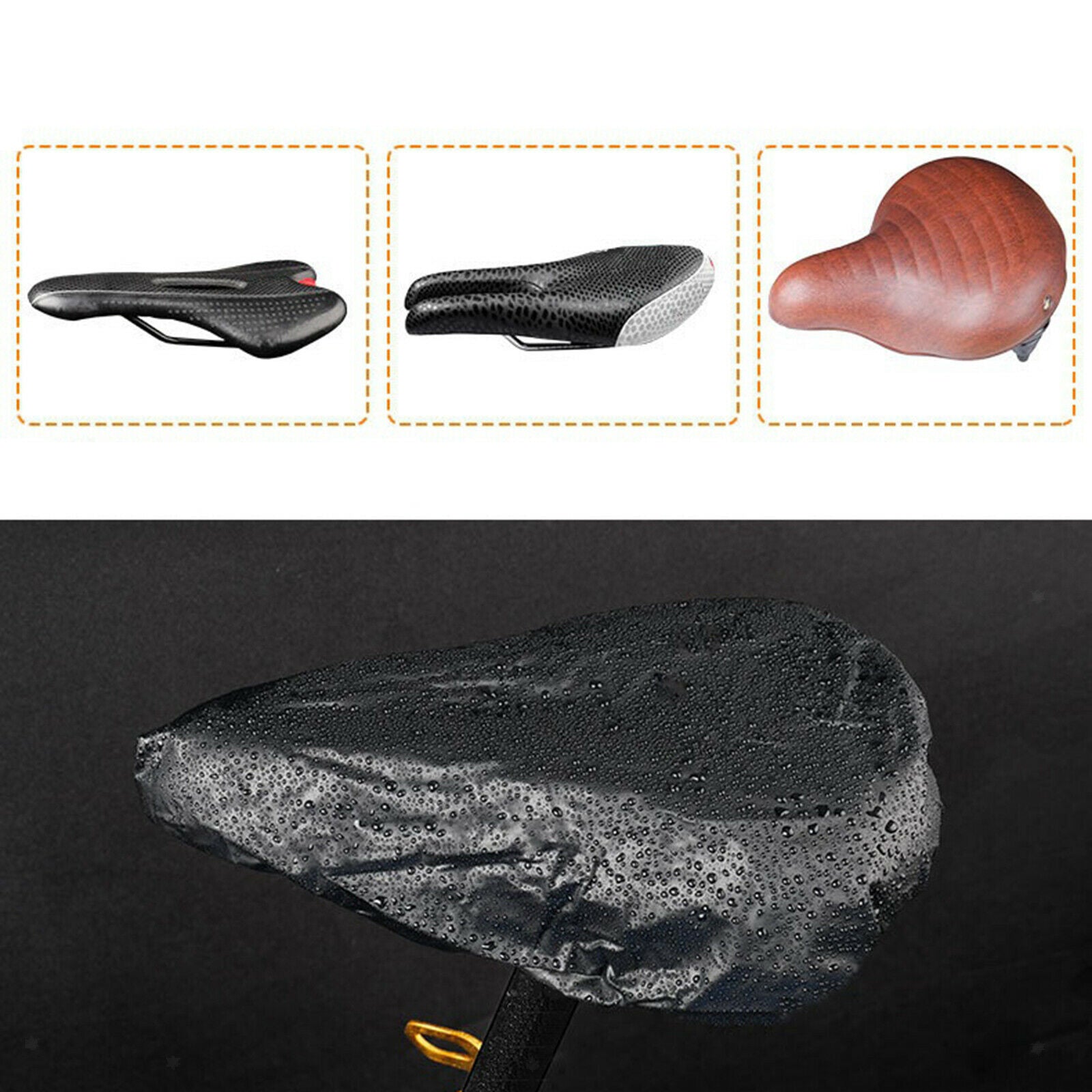 2X Waterproof Bike Saddle Cover Bicycle Seat Rain Cover Elastic Protector Shield