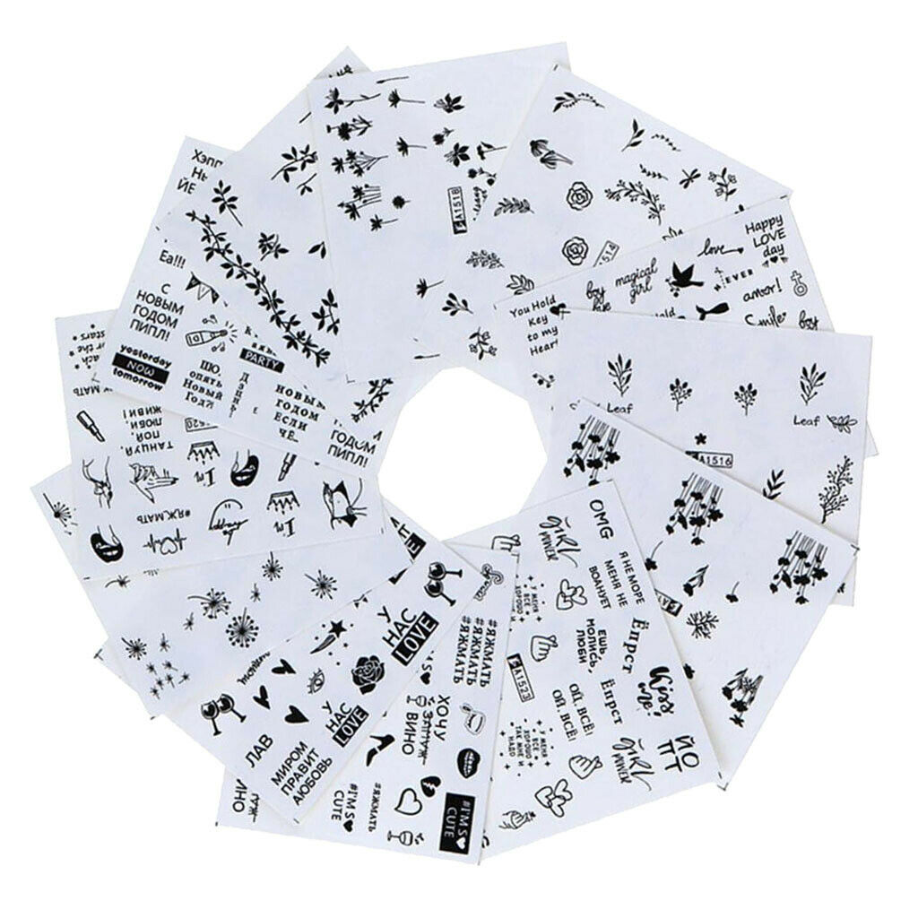 12pcs Cute Nail Art Stickers Flower  Tips