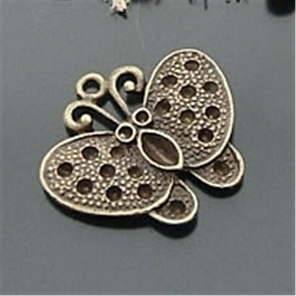 Lot of (x20) Antiqued Bronze Alloy Butterfly Craft Fit Rhinestones Pendant Charm