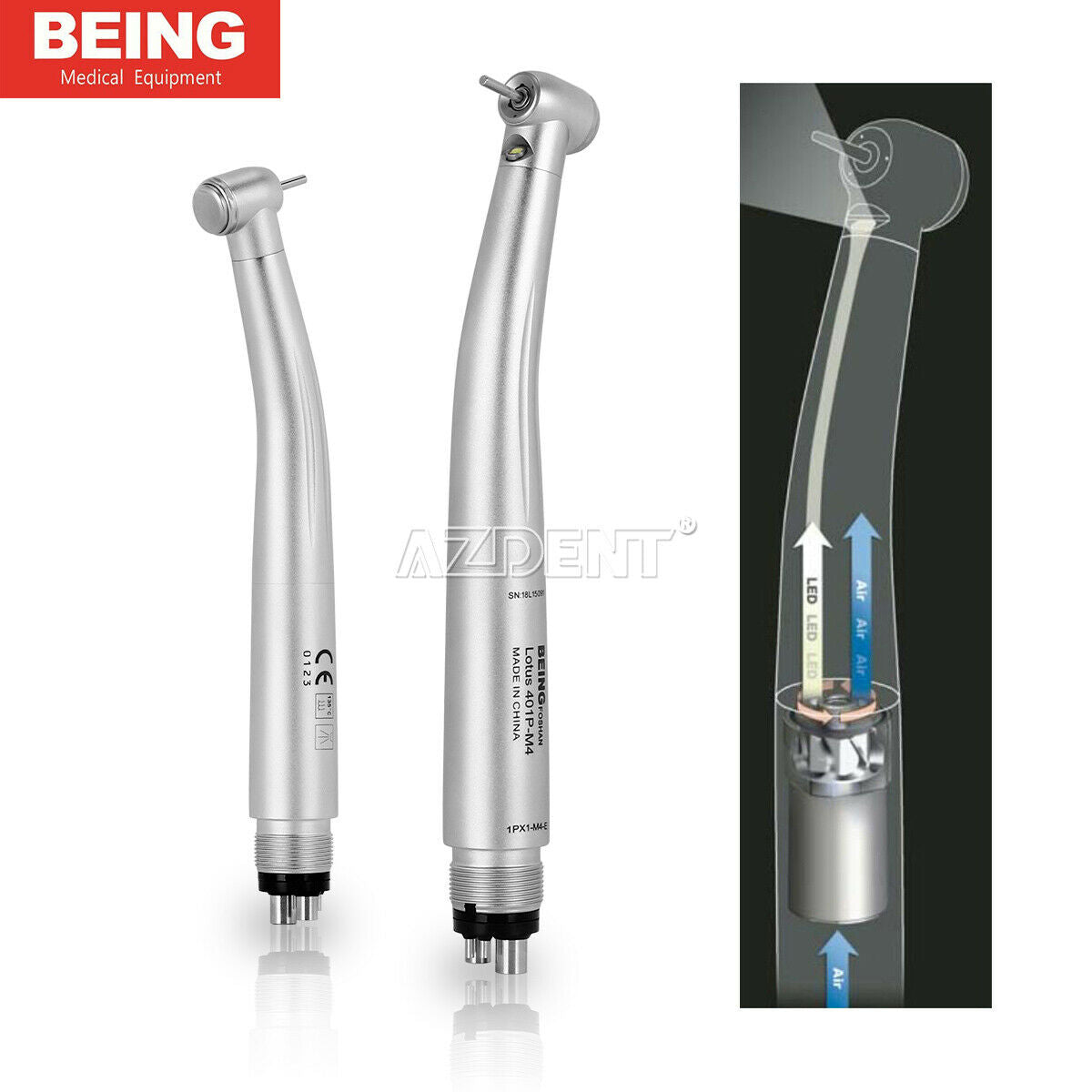 1X BEING Dental High Speed Handpiece Standard E generator LED Self Power Turbine