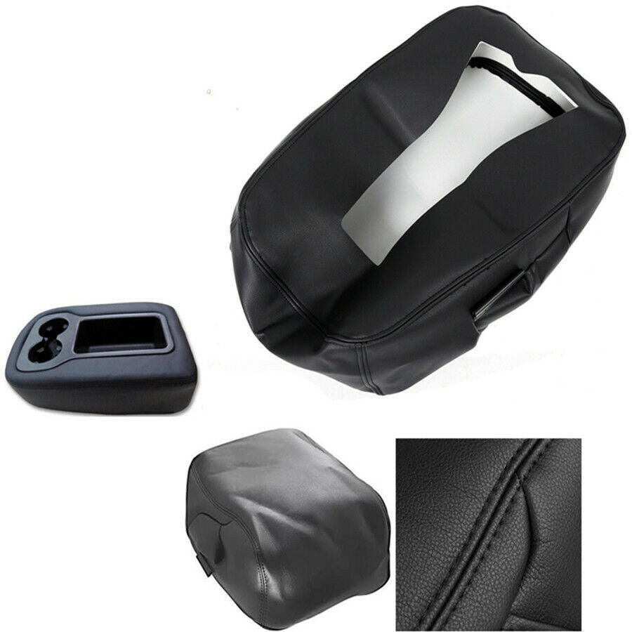 Black Leather Armrest Console Center Lid Cover For 07-13 Silverado Tahoe Sierra