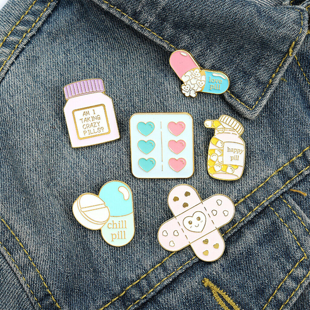 6x Cute Alloy Brooch Pins Band Aid Corsage Scarf Clips Women Party Jewelry