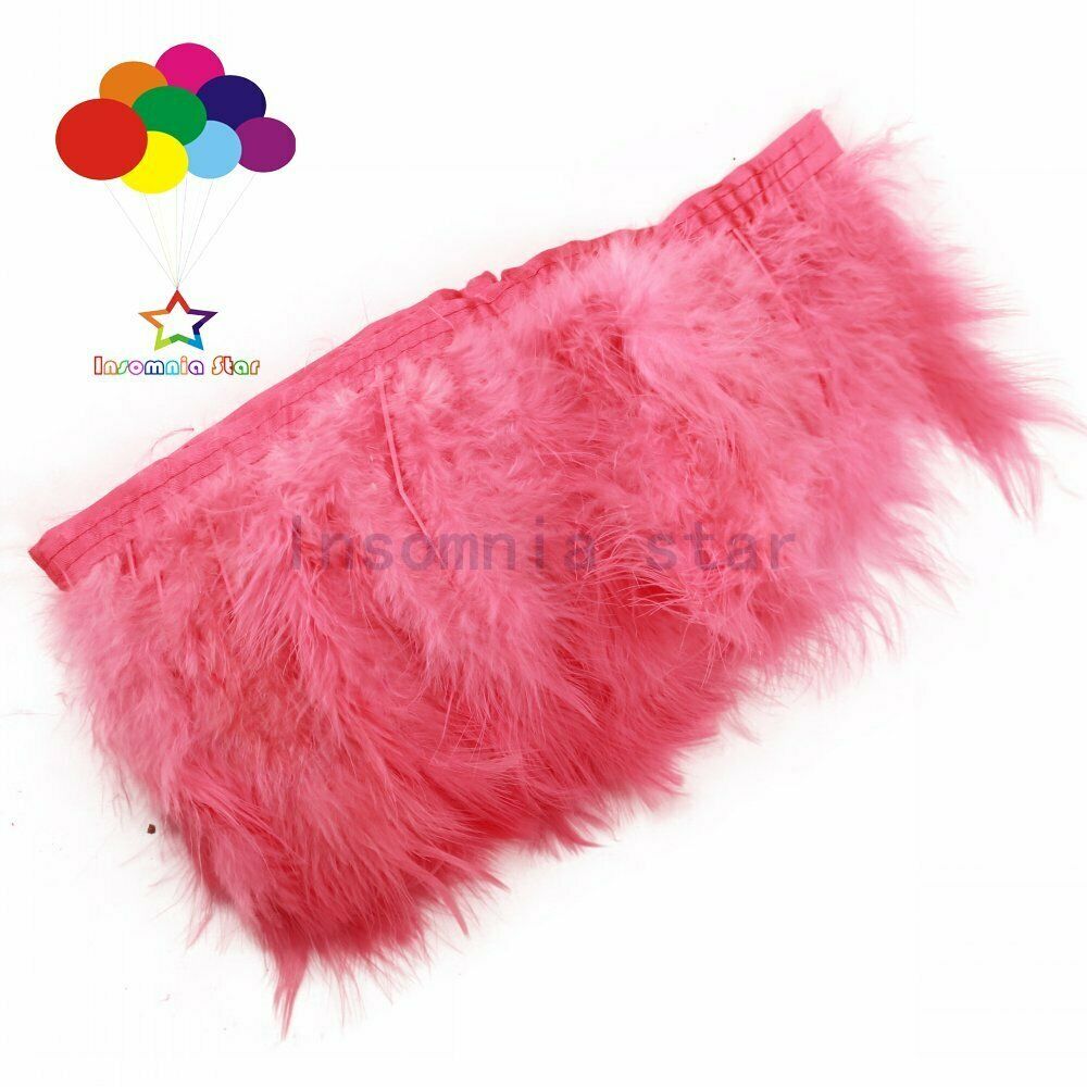 Watermelon red 2 Meter 6-7 INCH fluffy Marabou feather Trim Height Ribbon