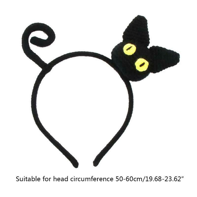 Handmade Knitted Cat Headbands Cartoon Animal Headwear Birthday Hair Prop