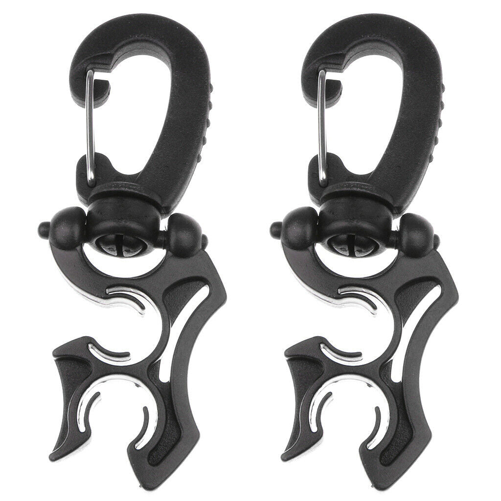 2pcs Black Scuba Dive Hose Holder Retainer with Rotates & Folding Clip 10cm