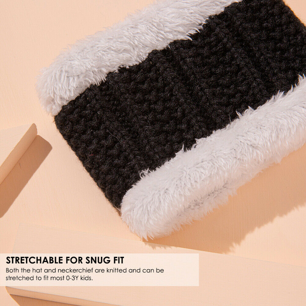 2pcs/set Baby Toddler Winter Hat Scarf Set Kids Warm Knit Beanie Hat&Neck Scarf