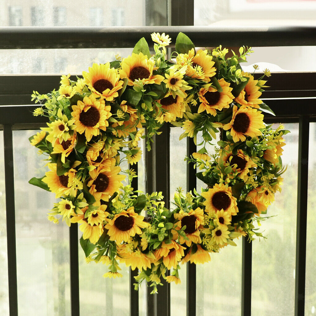 Sunflower Crown Flower Wreath Christmas Party Decoration Decor Door 40cm