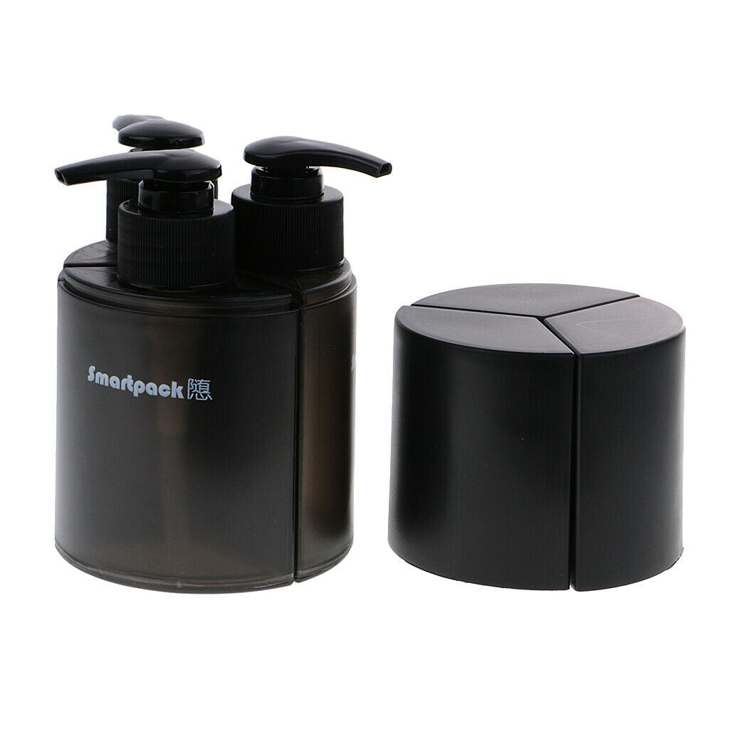 Portable Plastic 6pcs Travel Bottles Container For Lotion Shampoo Blue&Black