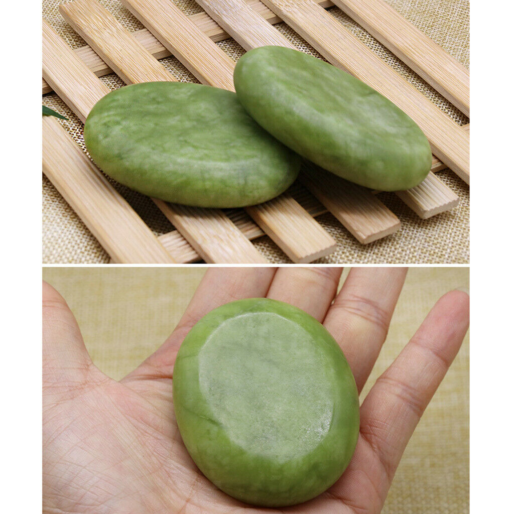 4Set Natural Green Jade Hot Massage Stone for Facial Body Hot Stone Spa Massage