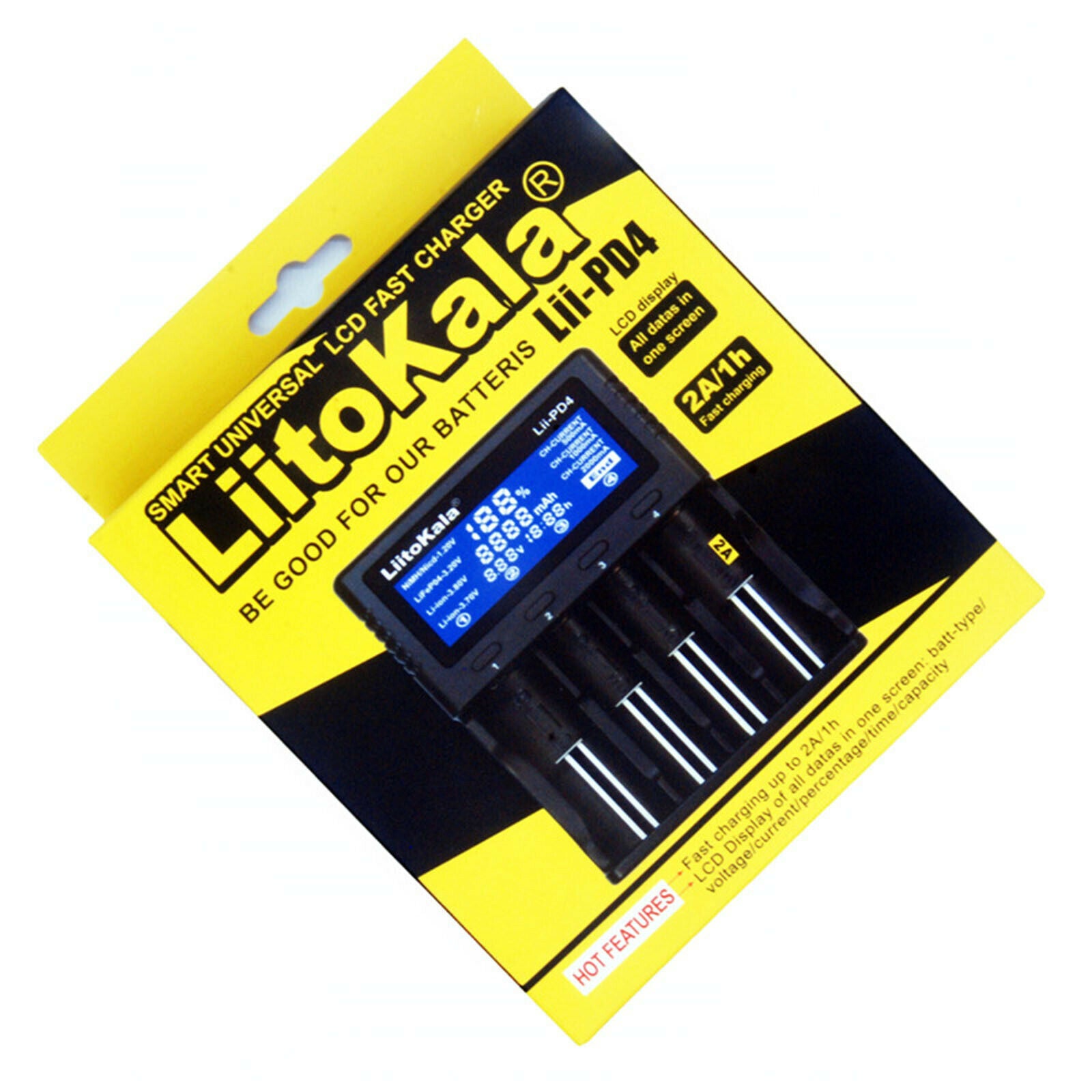 Lii-PD4 4 Slots Smart Lithium Nimh Battery Charger for 26650/21700 Premium