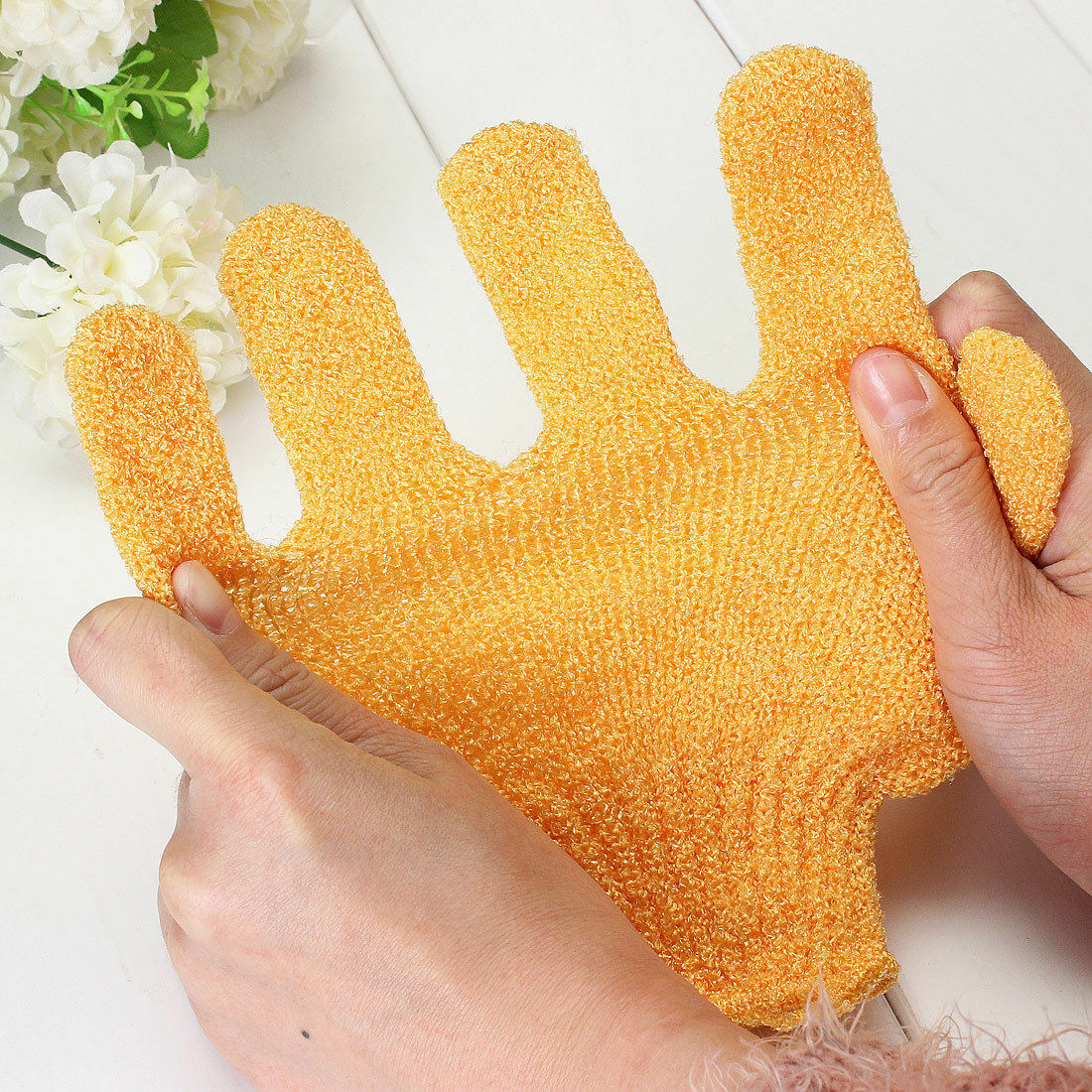 5PCS  Exfoliating Shower Skin Care Back Body Scrub Cleaning  Bath Gloves .l8