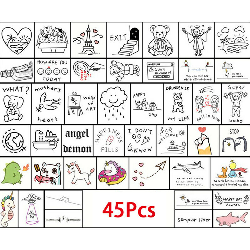 45 Sheets Simple Small Fresh Cute Men and Girls Wind Lasting English Tatt JY FT